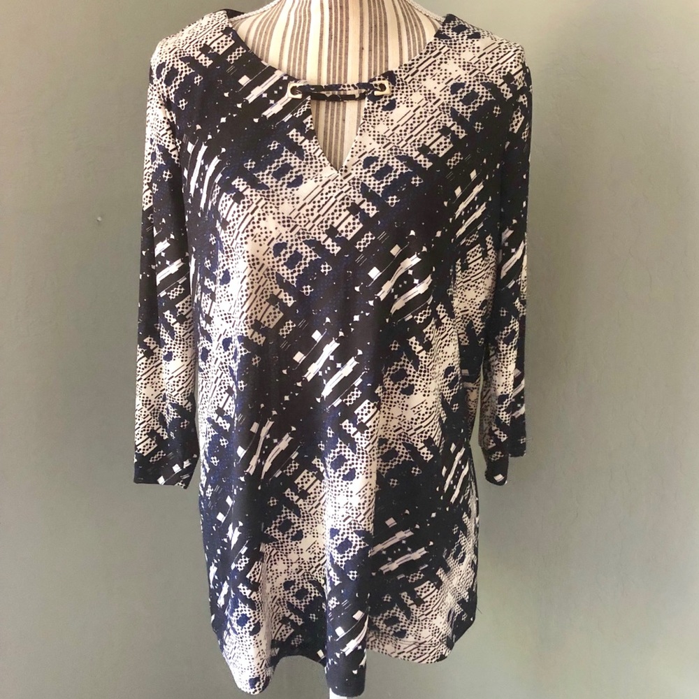 DANA BUCHMAN 3/4 Sleeve Geo Print Tunic